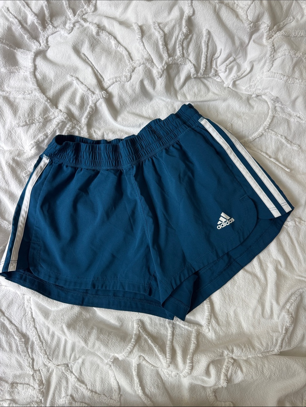 adidas Teal Athletic Shorts with White Side Stripes